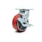 Service Caster 5 Inch Red Poly on Cast Iron Swivel Caster with Roller Bearing and Brake SCC SCC-30CS520-PUR-RS-TLB - alternate 1